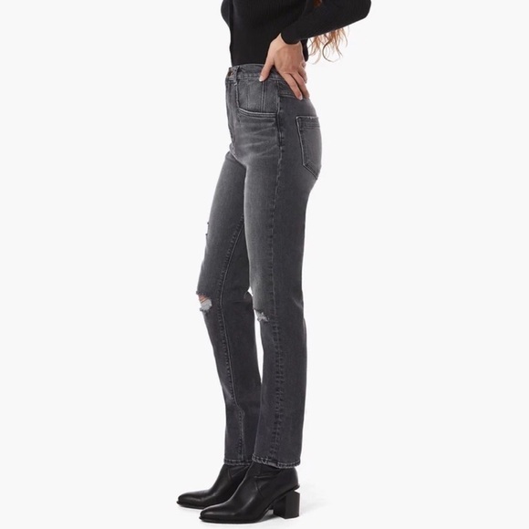 Favorite Daughter The Jordie Super High Rise Straight Jeans Gray Black Size 23 - Picture 2 of 9